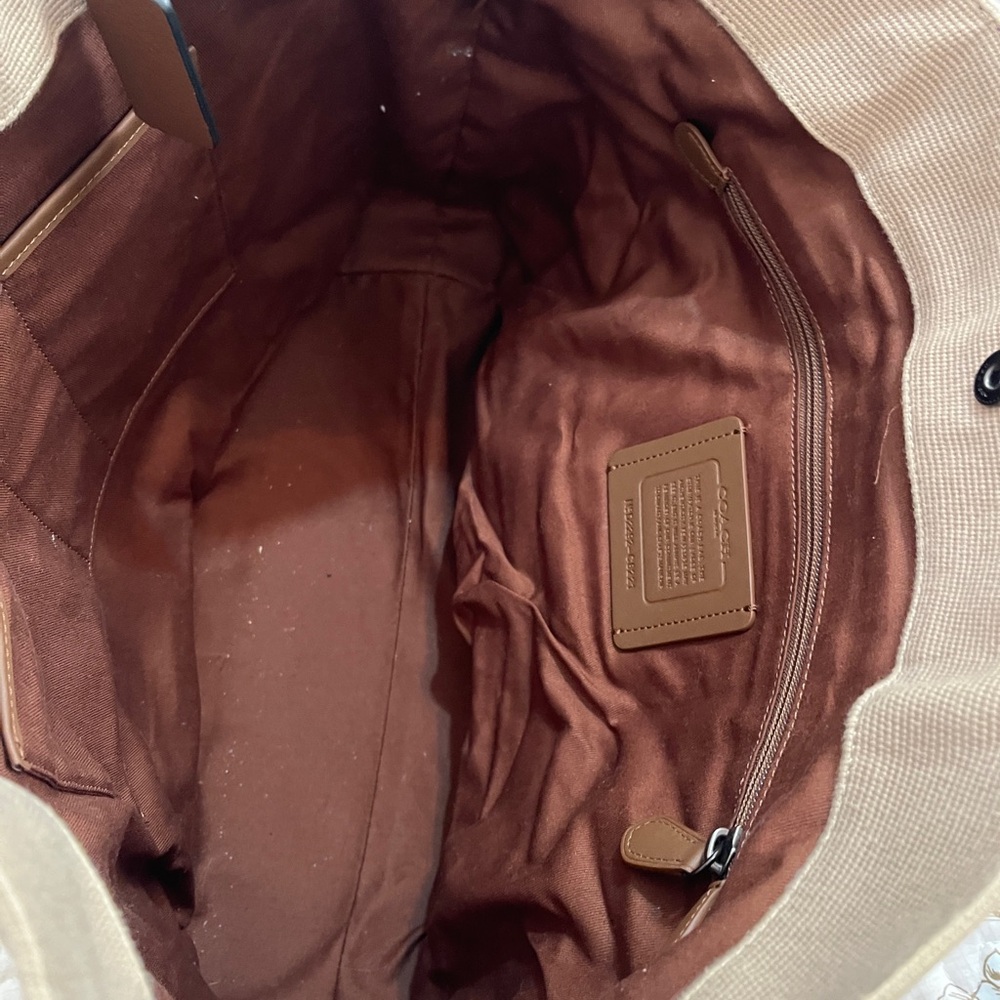 Coach Tan Duffel Bag with Red Accents - Picture 5 of 9